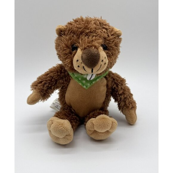 Ferrero Rocher Kinder Chocolate Brown Beaver Plush Green Bandana Stuffed Toy 9” - Picture 1 of 3